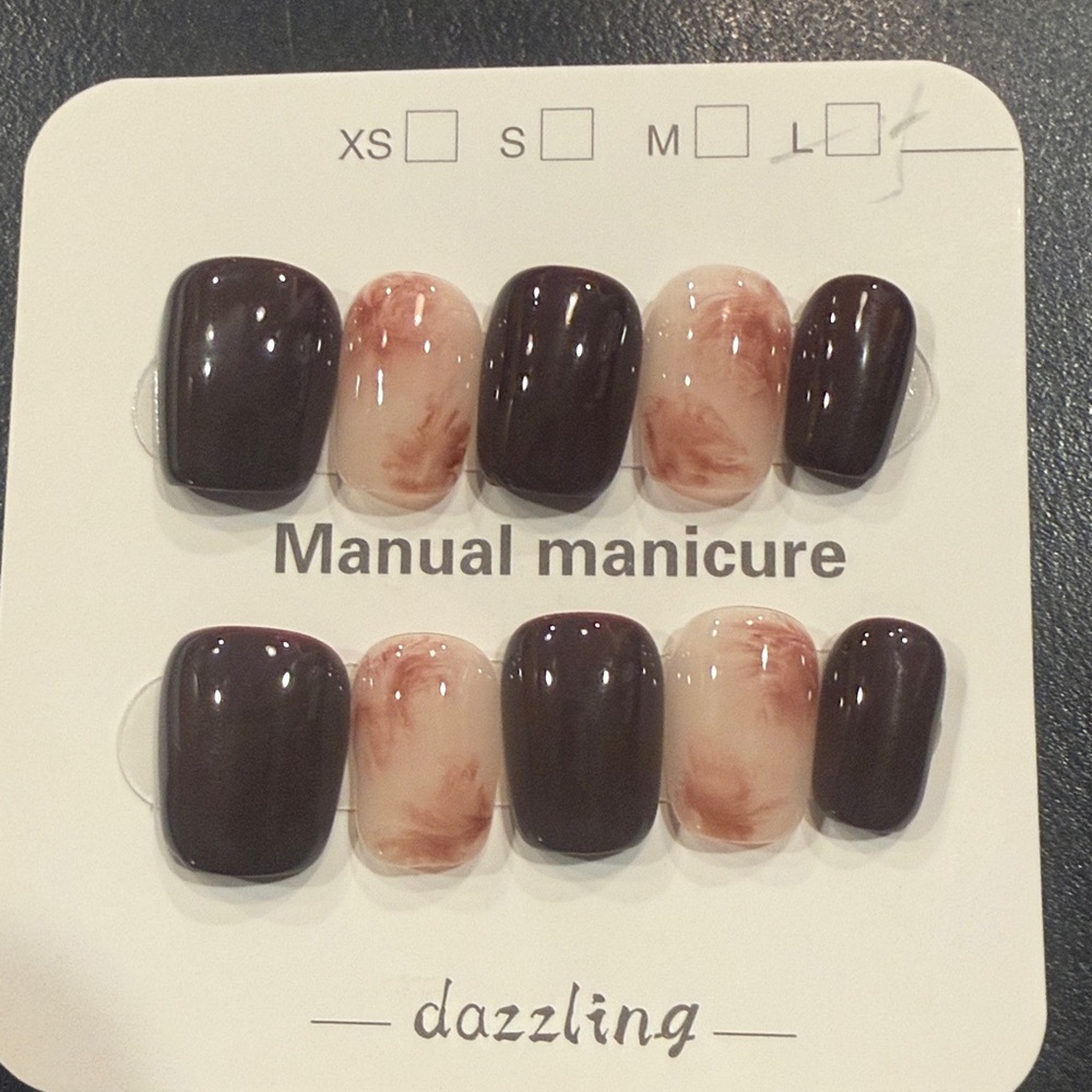 Brown and marble swirl Press-On Nails